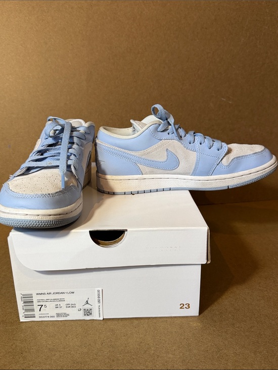 Jordan Shoes - Women’s air Jordan 1 low aluminum dc0774-050 light blue & grey women 7.5 w box